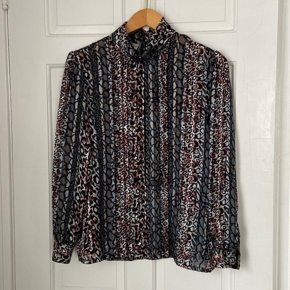 VTG 90s animal print sheer blouse - Picture 1 of 5